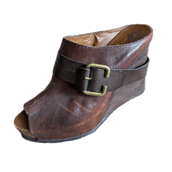 franco sarto the artists collection leather wood wedge heel  size 10 - Picture 2 of 9